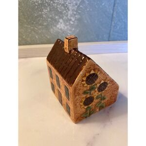Vintage Ceramic Sunflower Cottage House Salt or Pepper Shaker Brown Refillable